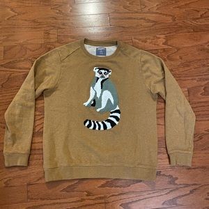 Rare Bonobos Lemur Brown Sweater Medium Slim Fit Animal Print